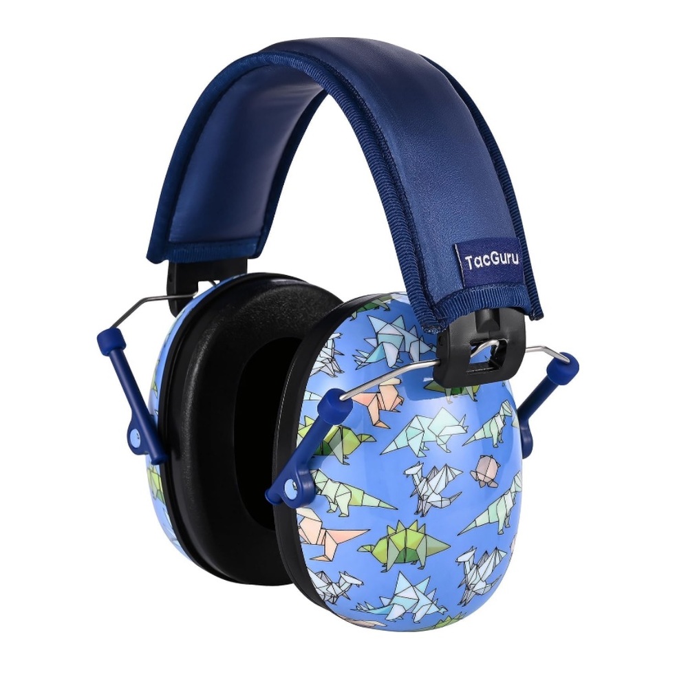NEW! Kids Ear Protection 23dB Noise Reduction Rating Foldable Blue Dinosaurs